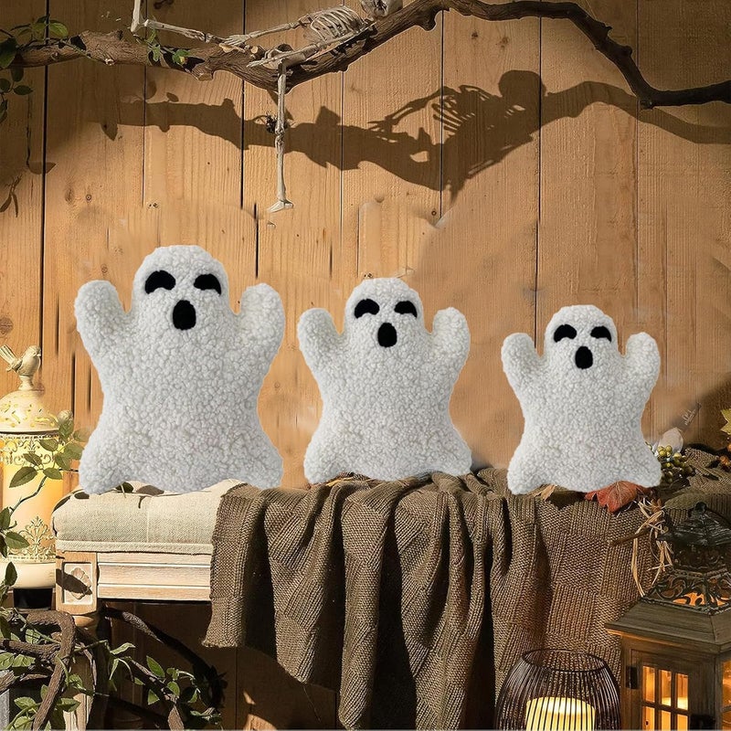 Chilifuli Cute Ghost Pillow, Ghost Shaped Plush Pillow, Halloween Throw Pillows Decorative Spooky Pillows, Halloween Ghost Pillow, Ghost Stuffed Animal for Sofa Bed Couch Holiday Party Children Gift-15.7 in - Image 2